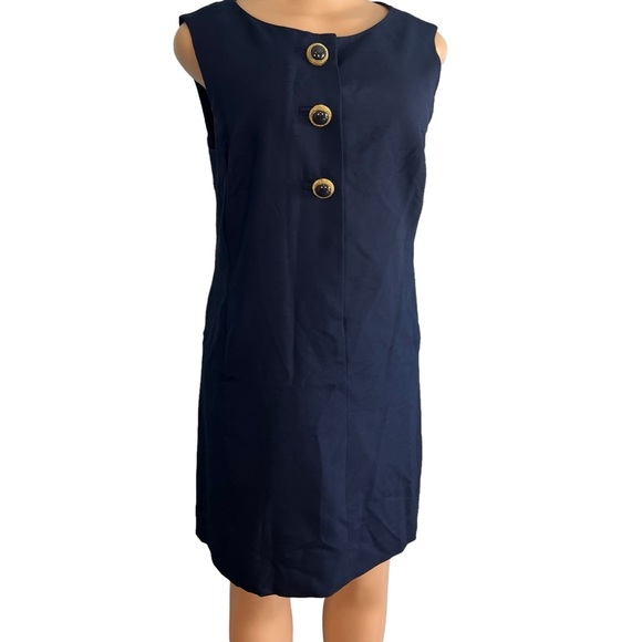 Lilly Pulitzer Dark Navy Silk Dress Sleeveless - Picture 3 of 11